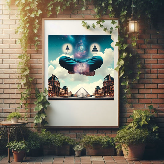 Poster 'Deiwa tatouée sur la hanche droite, Deiwos tatoué sur la hanche gauche et les pyramides empilées tatouées en bas du ventre'